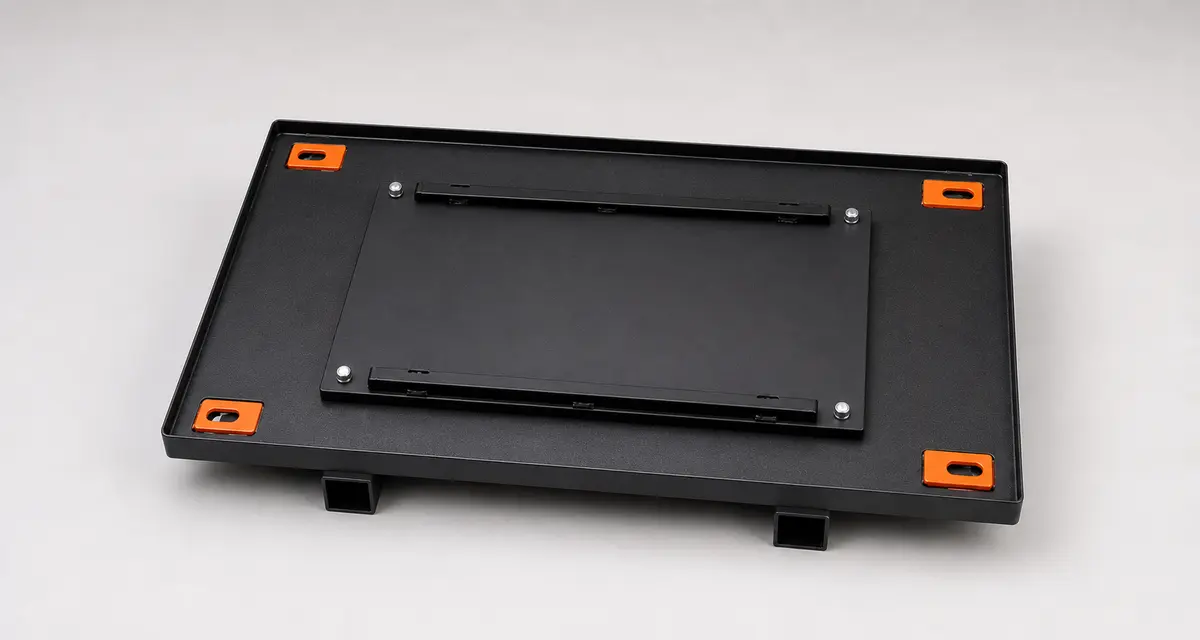 UP1-S26 single black steel PACKOUT platform with orange tie-down points